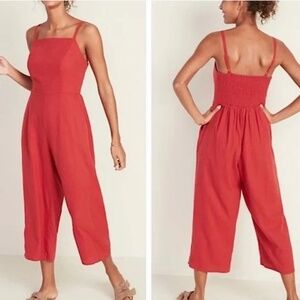 Old Navy- Linen Blend Jumpsuit in Tomato Red